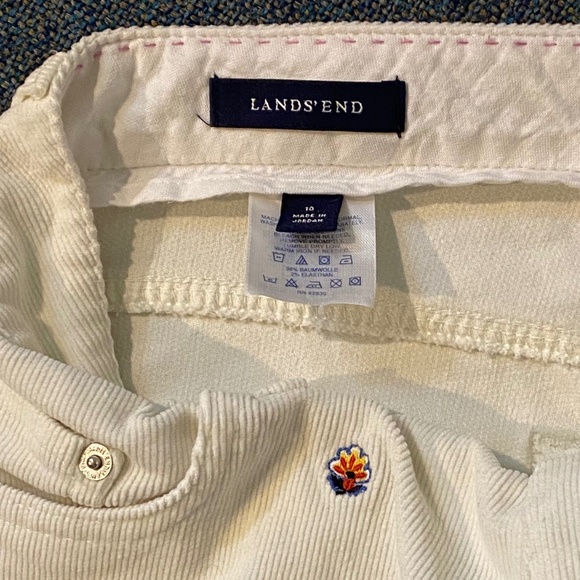 LANDS END Ivory Flare Wide leg Corduroy Embroidered Pants Size 10 - Picture 5 of 9